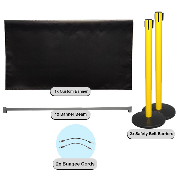 safety banner parts with stanchion and bungee cords