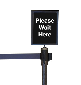 Picture of a durable sign frame attached to a stanchion