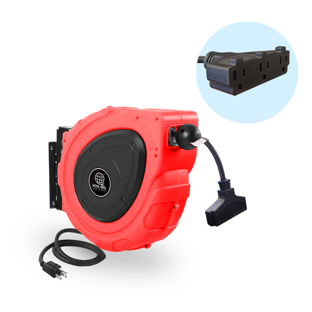 Red extension cord reel 65ft