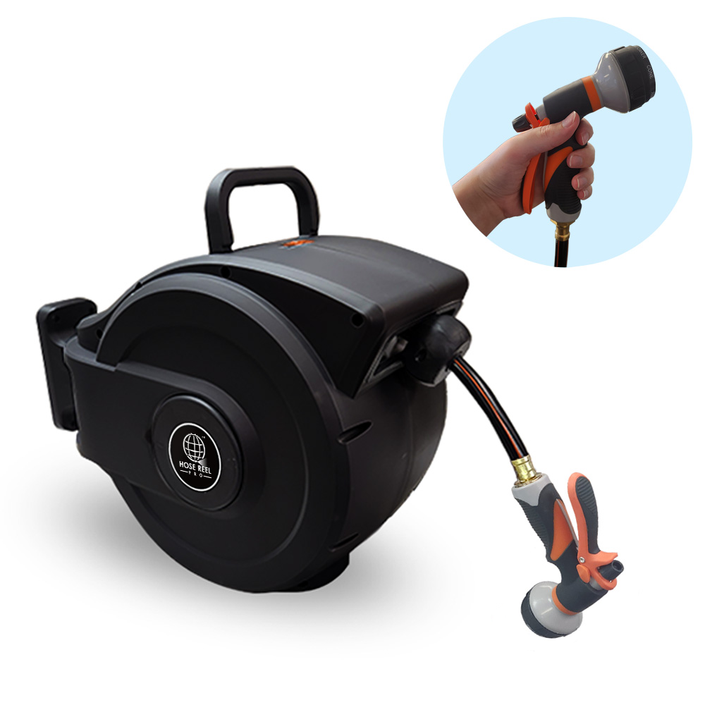 50ft black garden hose reel