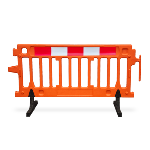 Orange Plastic barricade with reflective strip