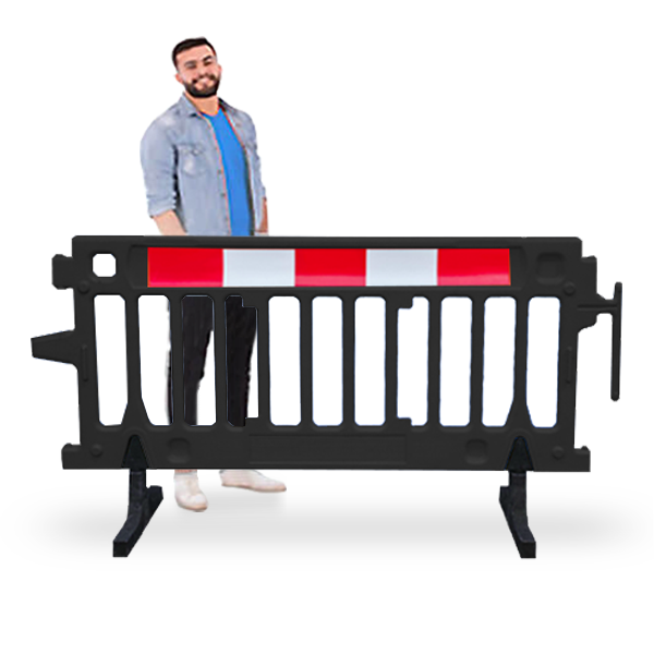 Black Plastic Barricade with reflective strip