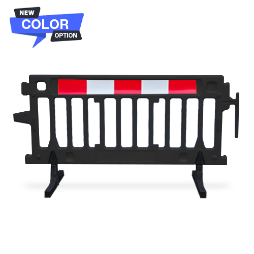 Black Plastic Barricade - Reflective Strips