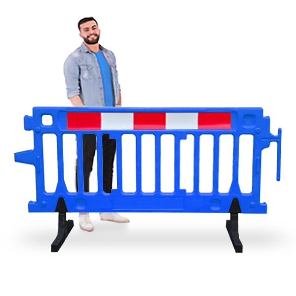 Blue Plastic Barricade with reflective strip