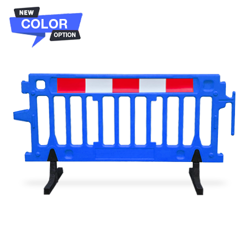 Blue Heavy Duty Plastic Barricade - With Reflective Strip