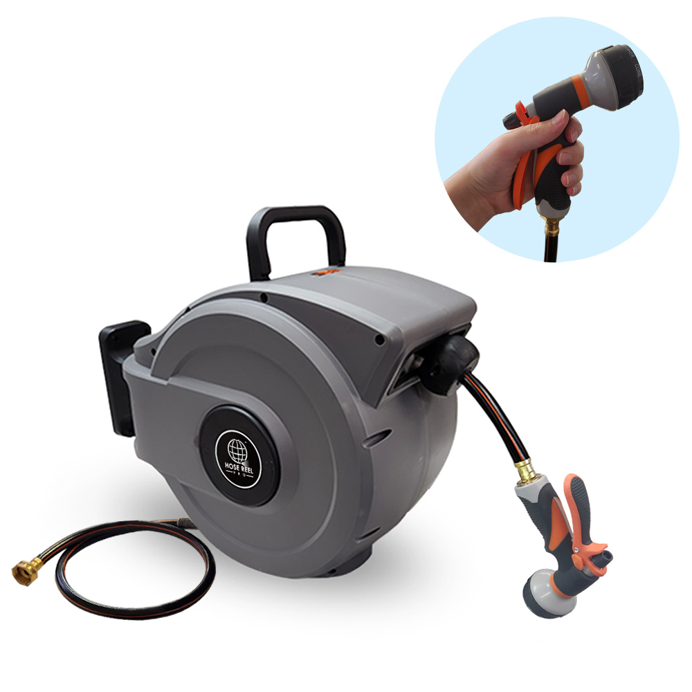 Gray Garden Hose Reel