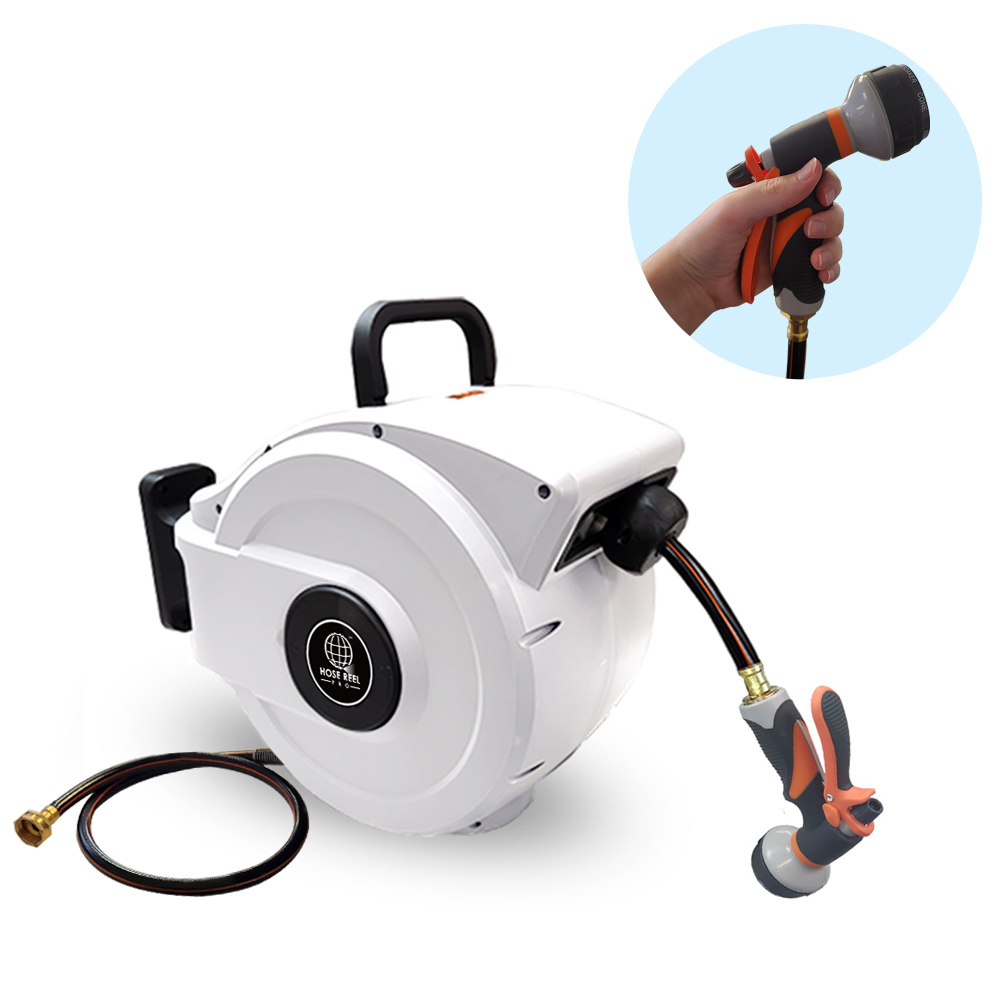50ft white garden hose reel