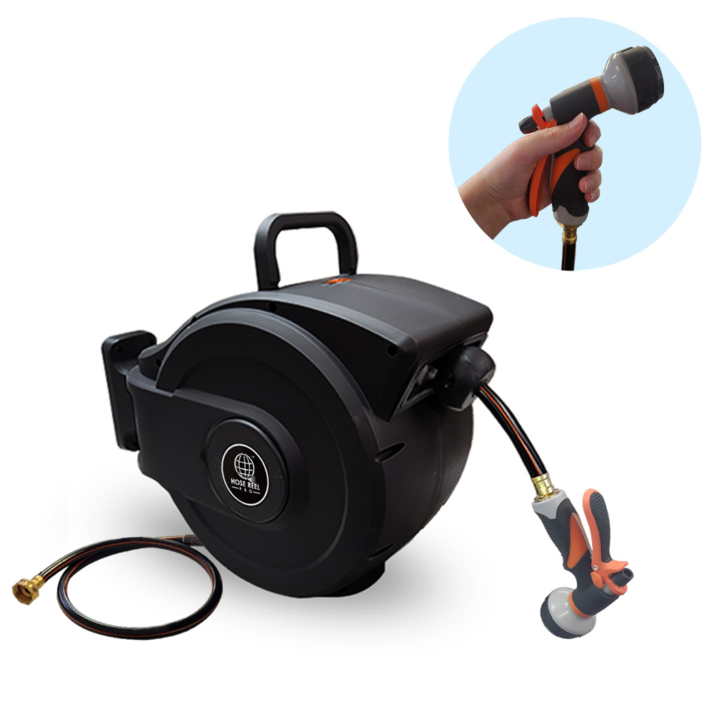 50ft black garden hose reel