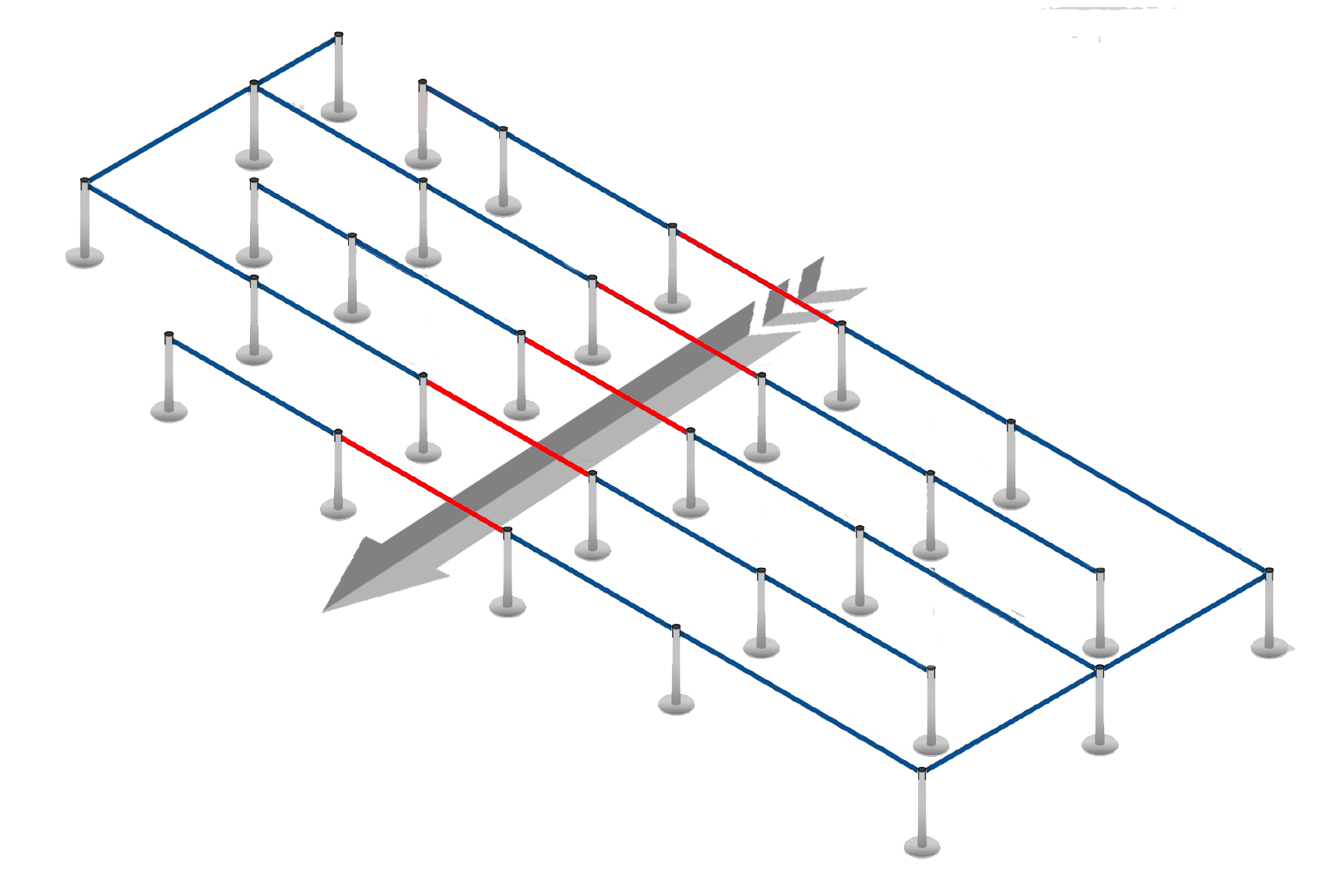 Breakaway belts in a queue setup