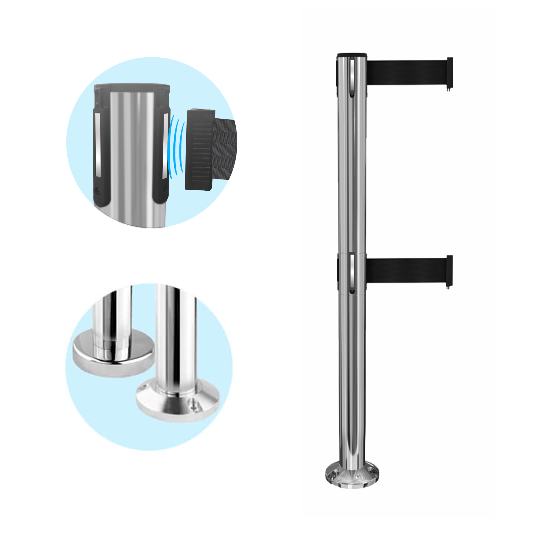 Breakaway Twin Belt Fixed Stanchion